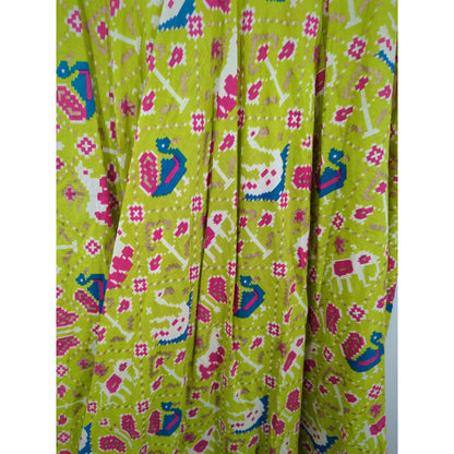 Kajal Style Lime Green & Black Embroidered Kurti Dress XXL boho festival