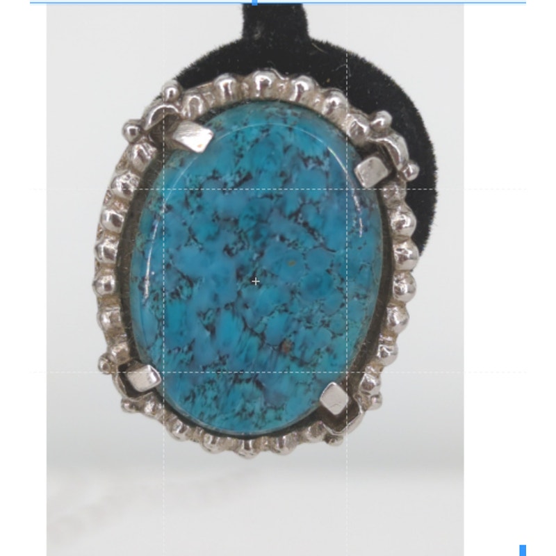 Signed Whiting and Davis Co Turquoise Clip On Earrings Silver tone