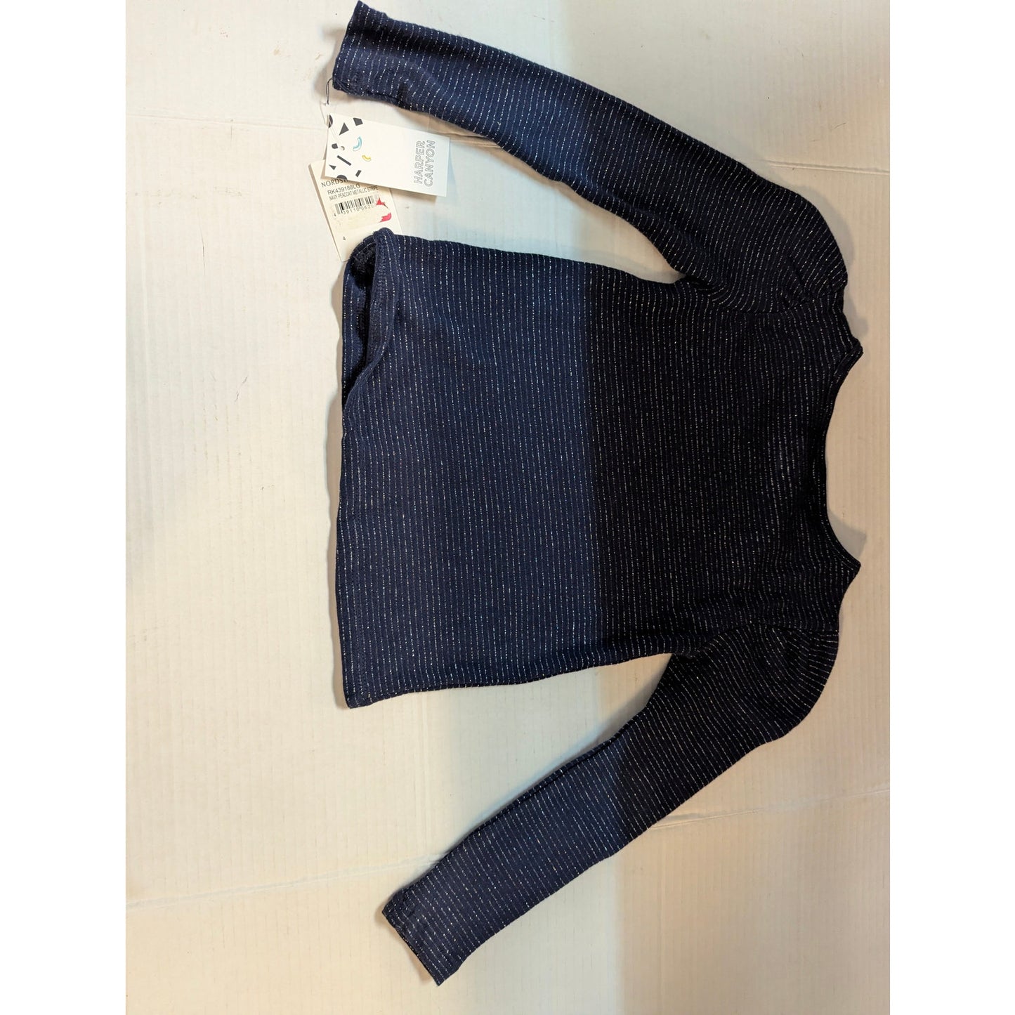 Harper Canyon Girls Navy Blue Textured Long Sleeve Shirt Size 4 NWT