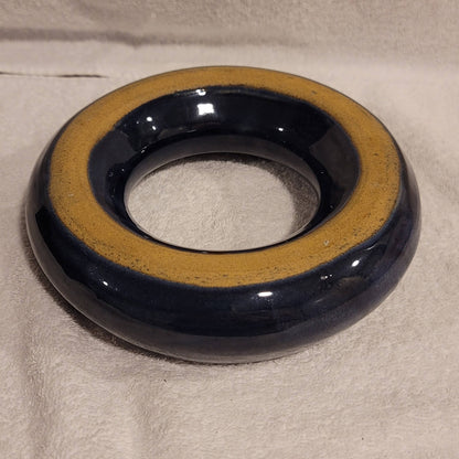 Flower Ring Blue HandPot  7" Stoneware Handmade Pottery Daisy Pansy Flower vase