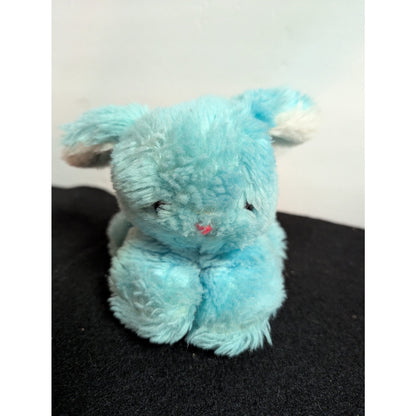 Vintage 1975 R. Dakin Blue Bunny Plush Stuffed Animal Retro Kitsch Nursery Toy