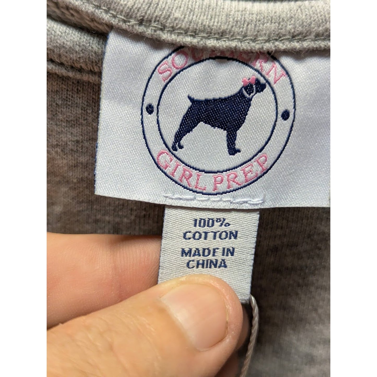 SOUTHERN GIRL PREP light marled gray sweatshirt short sleeve tie front crassback