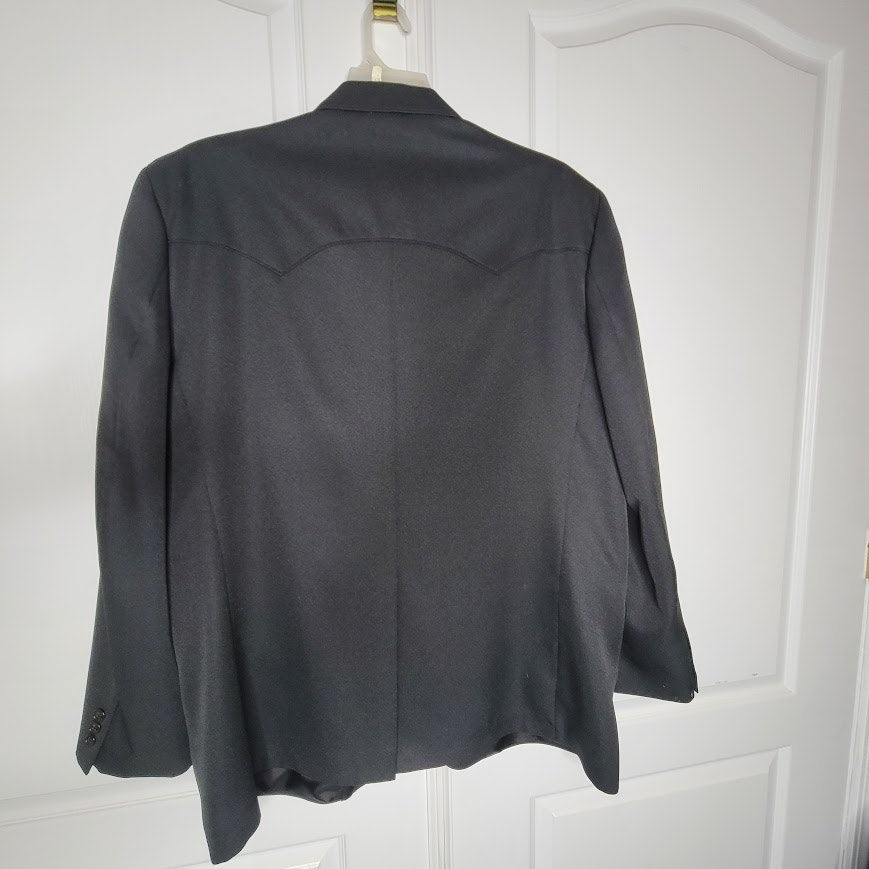 Circle S Black Western Cowboy Blazer Sport Coat with Pointed Yoke Details 52L