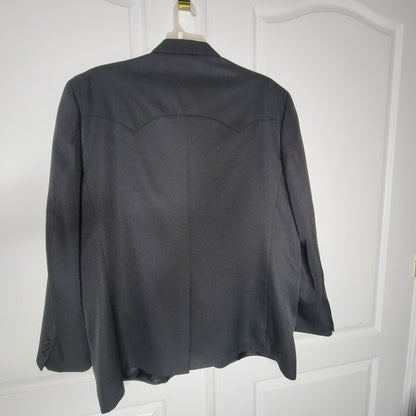 Circle S Black Western Cowboy Blazer Sport Coat with Pointed Yoke Details 52L