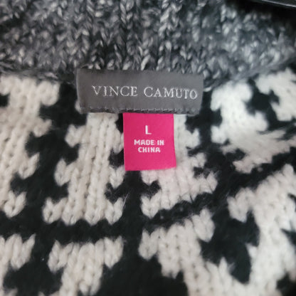 VINCE CAMUTO Fringed Fair Isle Sweater Size Large Tribal Ski Icelandic Style
