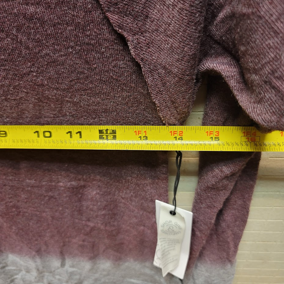 TREASURE & BOND NEW $39 Curved Hem Tee in Burgundy Stem Ombre XS