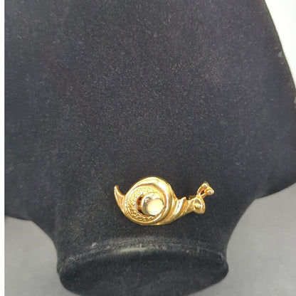 Vintage Gold Tone Enamel Snail Pin Small One Inch Whimsical Luck