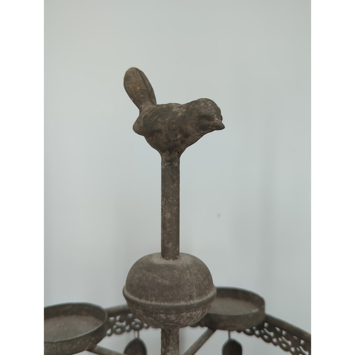 Antique Cast Metal Bird Revolving Candelabra & Cutlery Server Heirloom