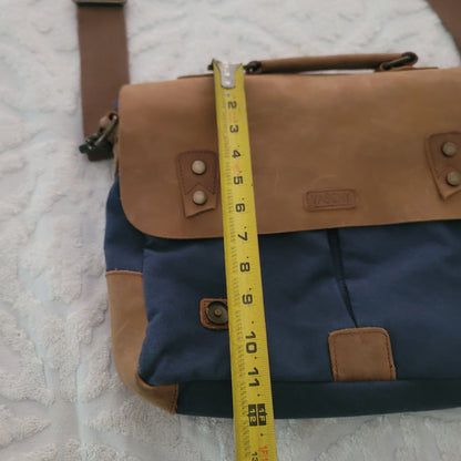 Vaschy Leather Canvas Messenger Laptop Bag Vintage Style Professional Satchel