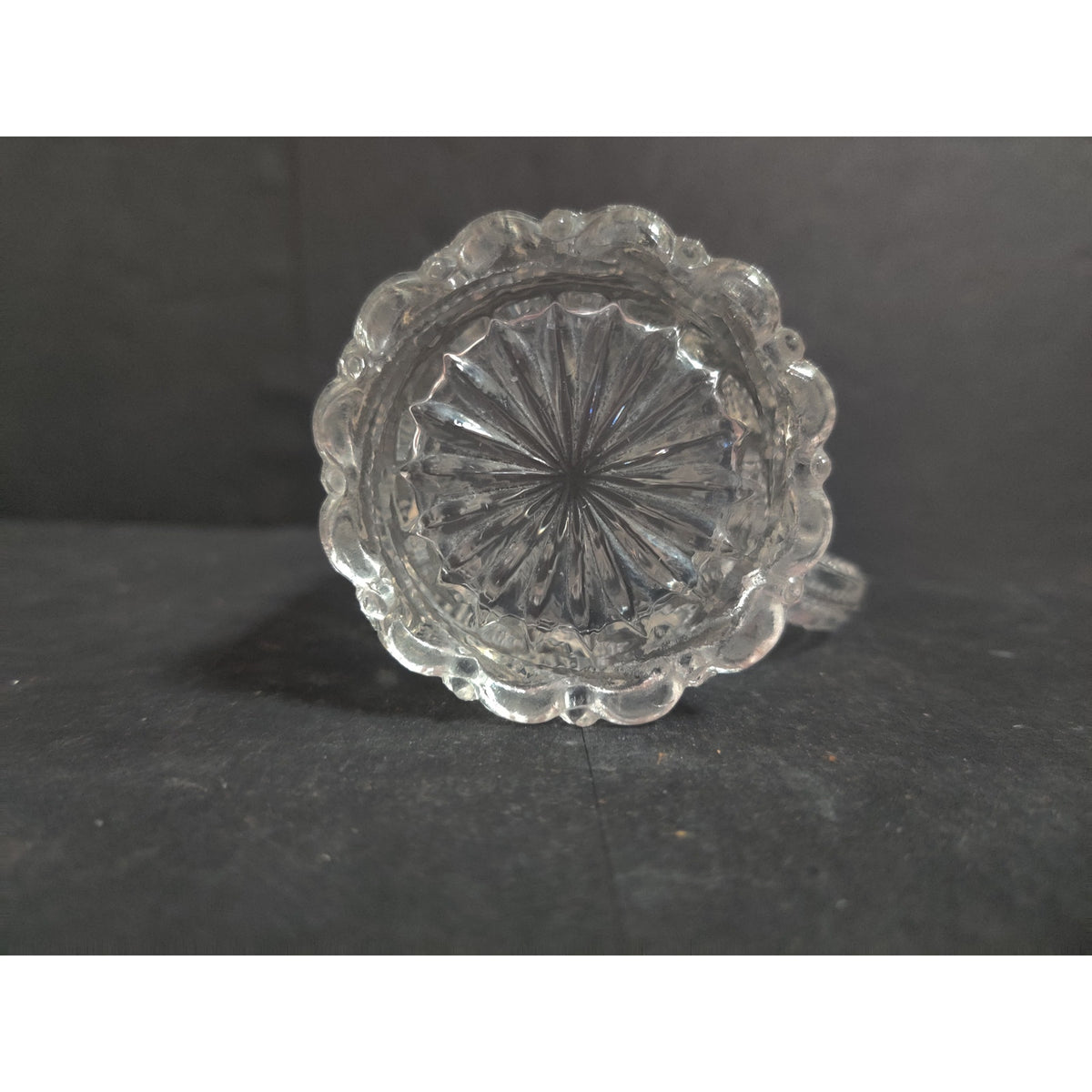 Vintage Clear Pressed Glass Miniature Mug Stein Wheat Pattern Footed