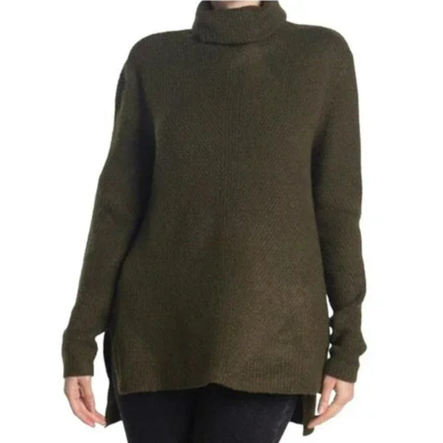 NWT Sweet Romeo Ribbed Pullover Turtleneck Sweater Small in Loden Green