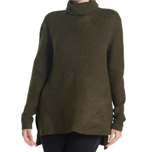 NWT Sweet Romeo Ribbed Pullover Turtleneck Sweater Small in Loden Green