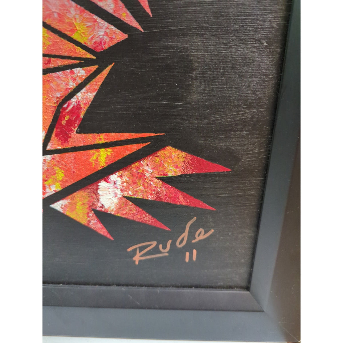 Original Geometric Phoenix Oil Painting on Canvas Abstract Firebird Art RUDE 11