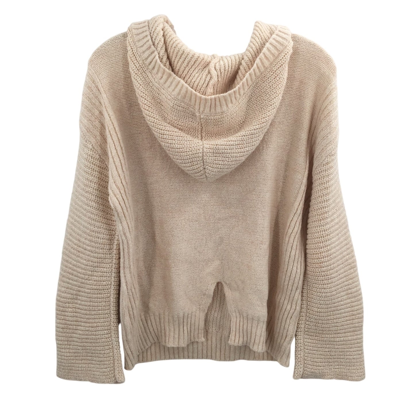Abound Cozy Ribbed Knit Long Sleeve Hoodie Sweater Heather Beige X-SMALL NWT