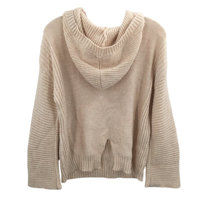 Abound Cozy Ribbed Knit Long Sleeve Hoodie Sweater Heather Beige X-SMALL NWT
