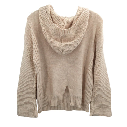 Abound Cozy Ribbed Knit Long Sleeve Hoodie Sweater Heather Beige X-SMALL NWT