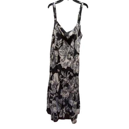 Midnight Velvet Floral Chiffon Maxi Dress Cowl Neck Resort Y2K Plus Size 1X