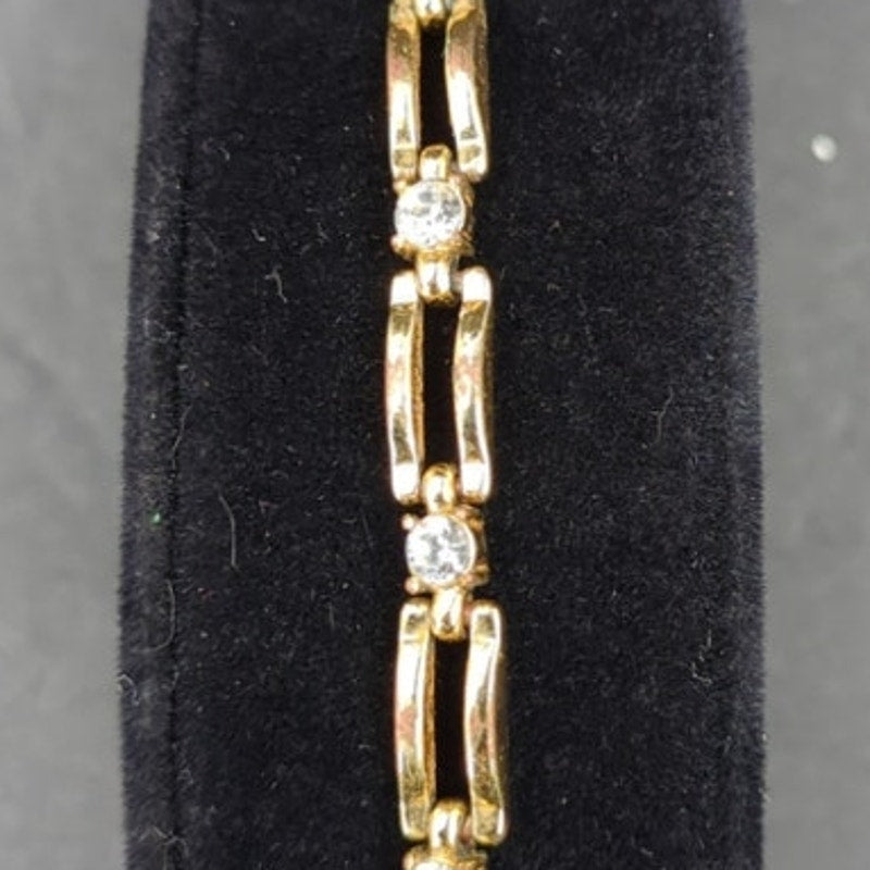 Vintage Fashion 8" BRACELET missing one crystal goldtone and crystals oblong