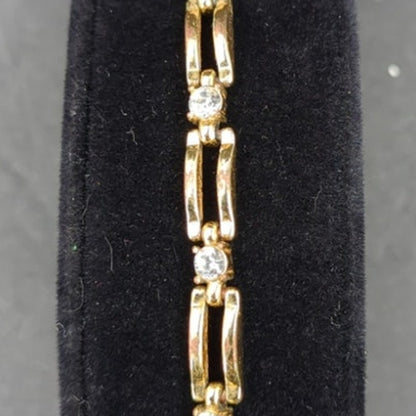 Vintage Fashion 8" BRACELET missing one crystal goldtone and crystals oblong