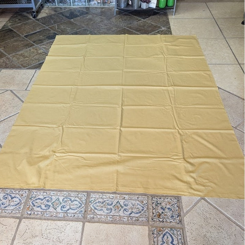 Vintage HARVEST gold oblong rectangle tablecloth 77" x 58.6" rolled edge