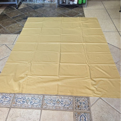 Vintage HARVEST gold oblong rectangle tablecloth 77" x 58.6" rolled edge