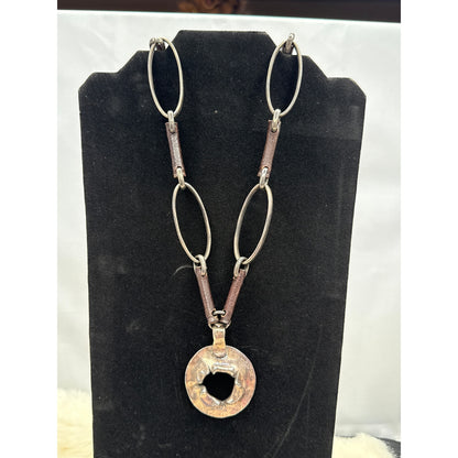 Uno de 50 Cratere Silver Plated / Exotic Wood Long Necklace 19" wood and silver