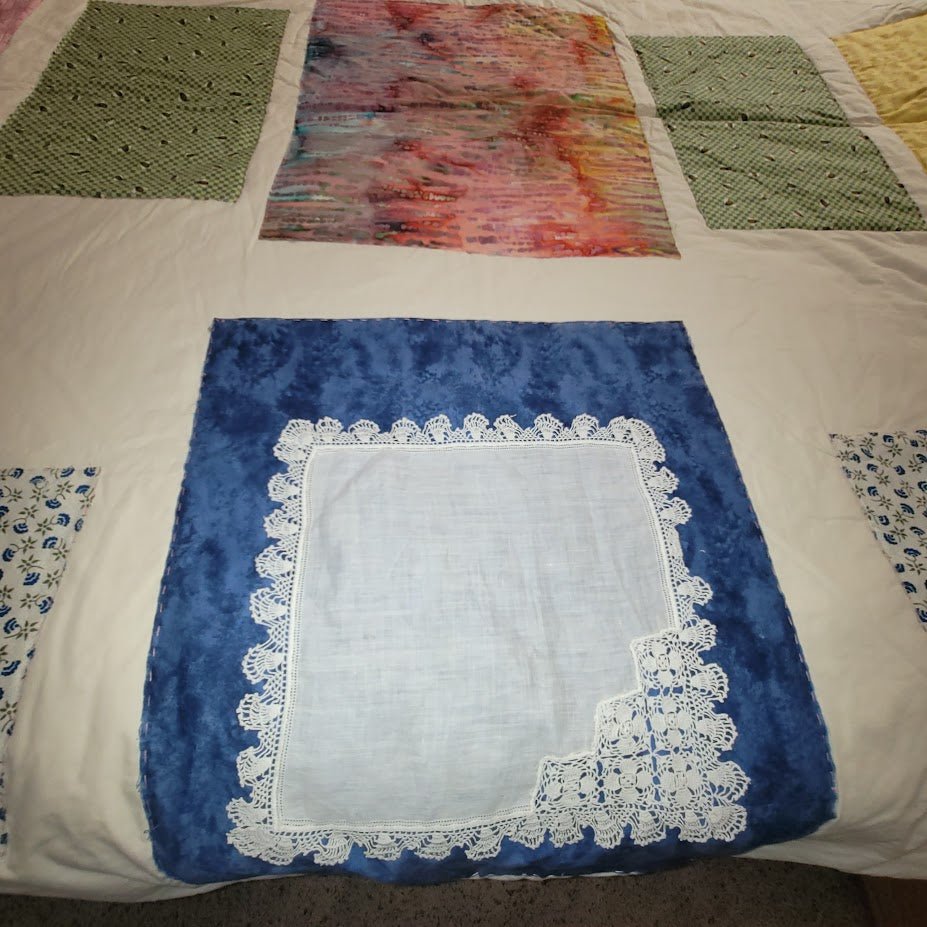 Handmade Vintage Patchwork Square Block Quilt Retro Chic Boho Heirloom QUEEN