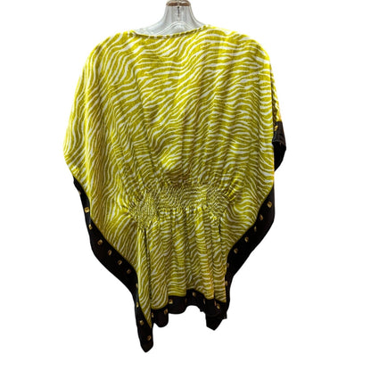 Michael Kors Chartreuse Yellow Zebra Print Studded Poncho Kaftan Top XS