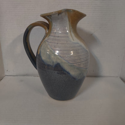 Hand-Thrown Studio Pottery Pitcher with Drip Glaze, Signed & Dated 2009