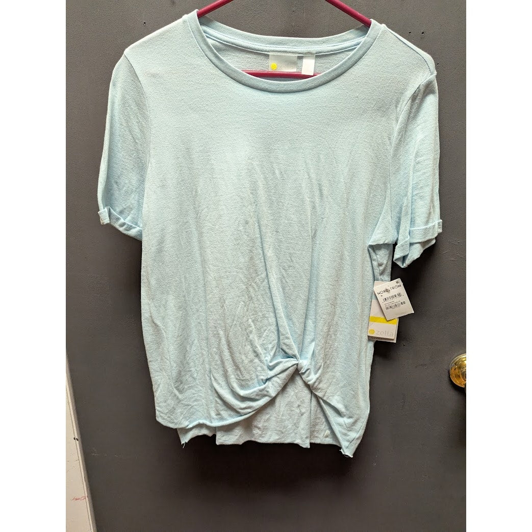 Zella Girls baby blue twist front Medium Tee Shirt Super Soft