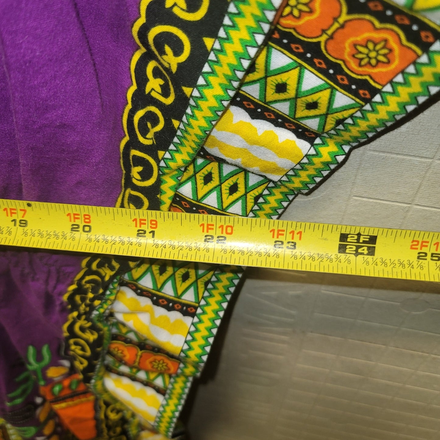 Dashiki Print Shirt Poncho Blouse Elastic Waist Cotton One Size Purple yellow