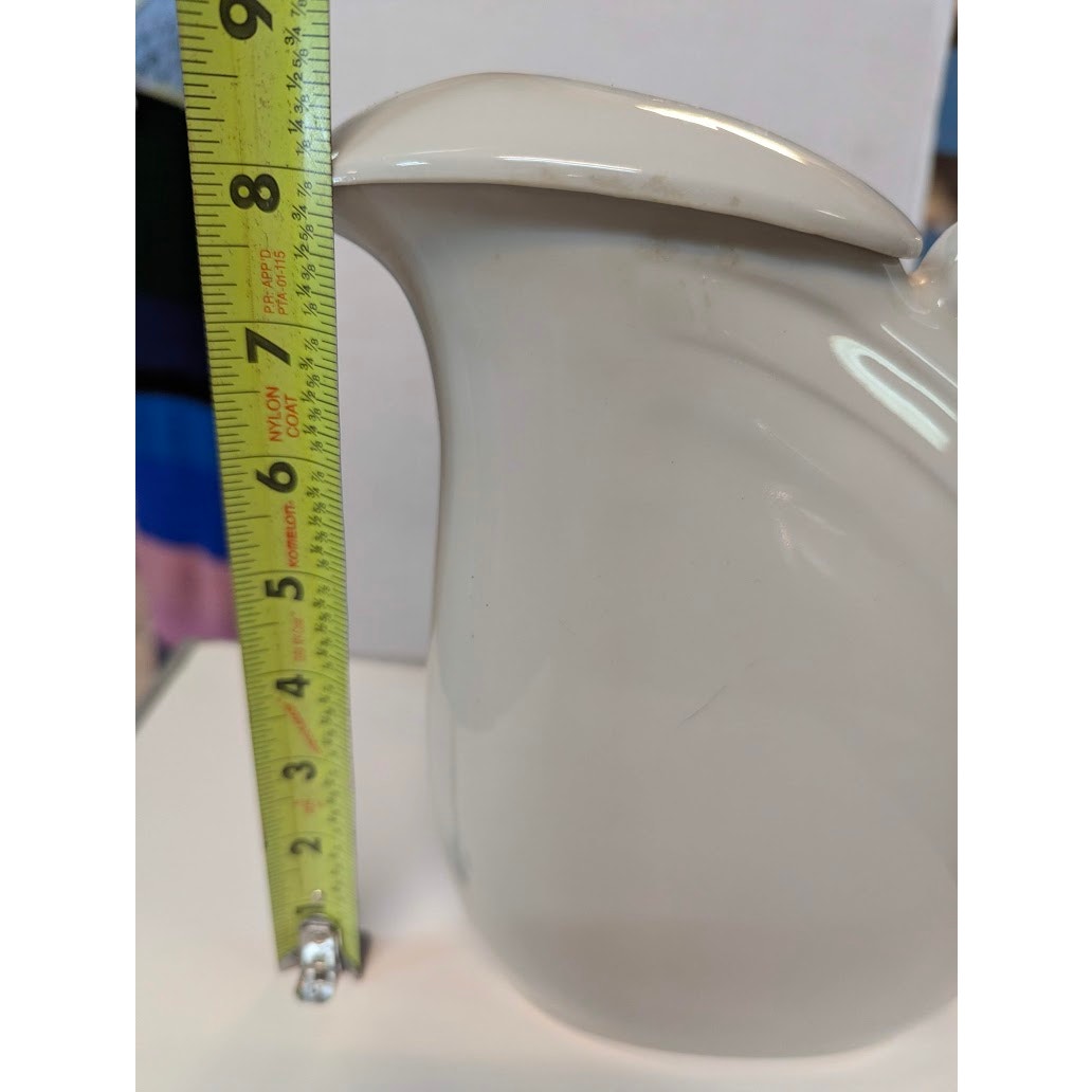 Vintage Hall China Cream Art Deco Pottery Water Pitcher with Lip Lid Zephyr 2340