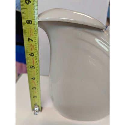 Vintage Hall China Cream Art Deco Pottery Water Pitcher with Lip Lid Zephyr 2340