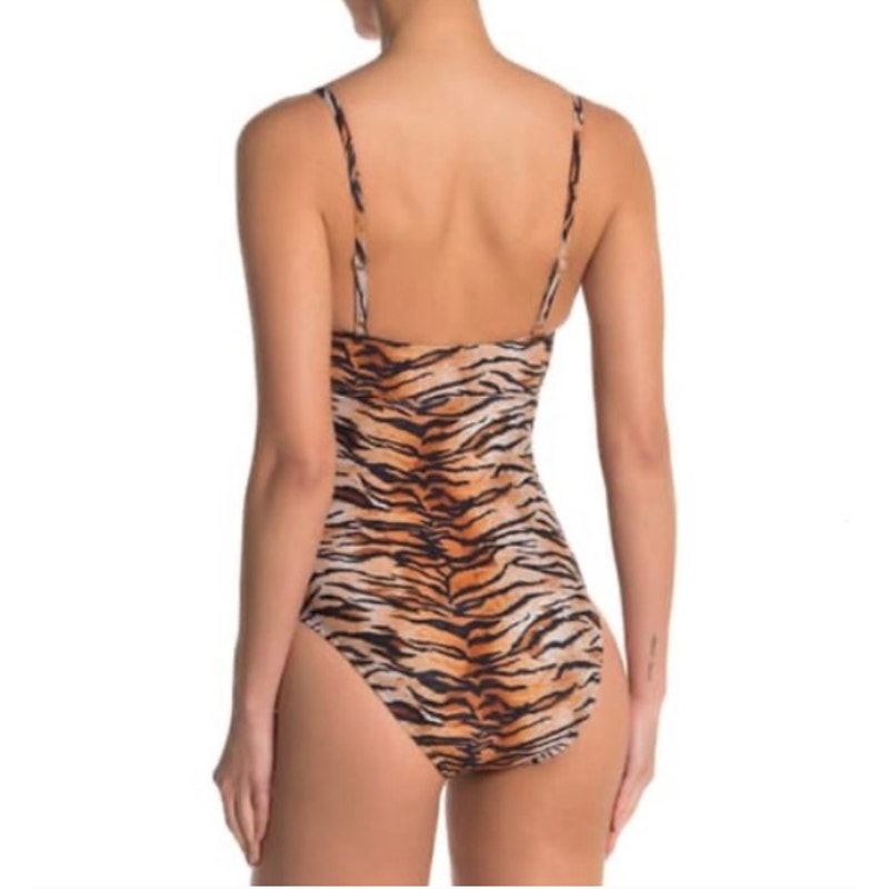 VYB Tiger Print Bandeau Cutout One-Piece Swimsuit Size Medium NEW adjustable