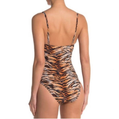 VYB Tiger Print Bandeau Cutout One-Piece Swimsuit Size Medium NEW adjustable