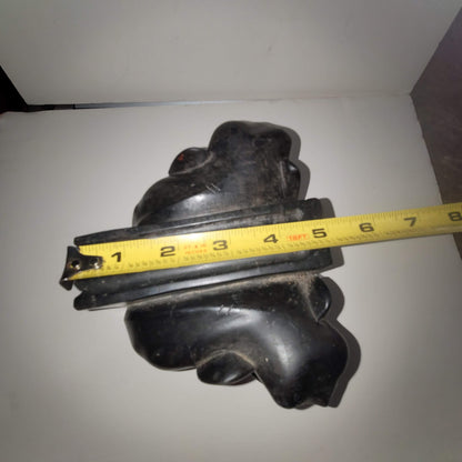 Vintage Elephant Bookends Hand Carved Wooden Ebony wood Bone Accents