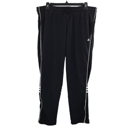 Adidas Track pants Black white Drawstring waist pockets ankle zip LARGE