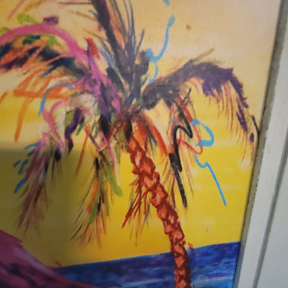 handpainted Todd Wilkens Flamingo Beach Art Painting
