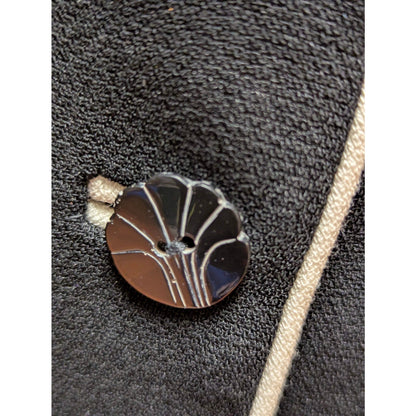 Dana Buchman Vintage 90s Minimalist Black Blazer Cream Piping Art Deco Buttons 6