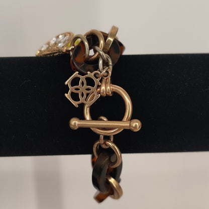 Ann Taylor Gold-Tone & Tortoise Shell Lemon Charm Bracelet Y2K