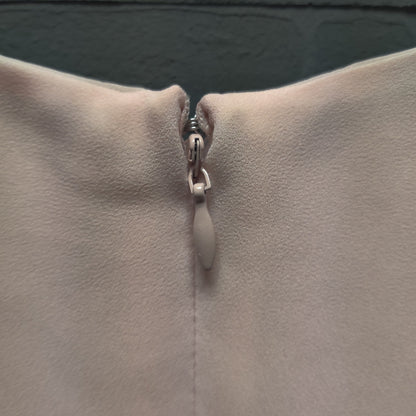Calvin Klein Pale Blush Pink Pleated V Neck Peplum Blouse Top Medium Minimalist