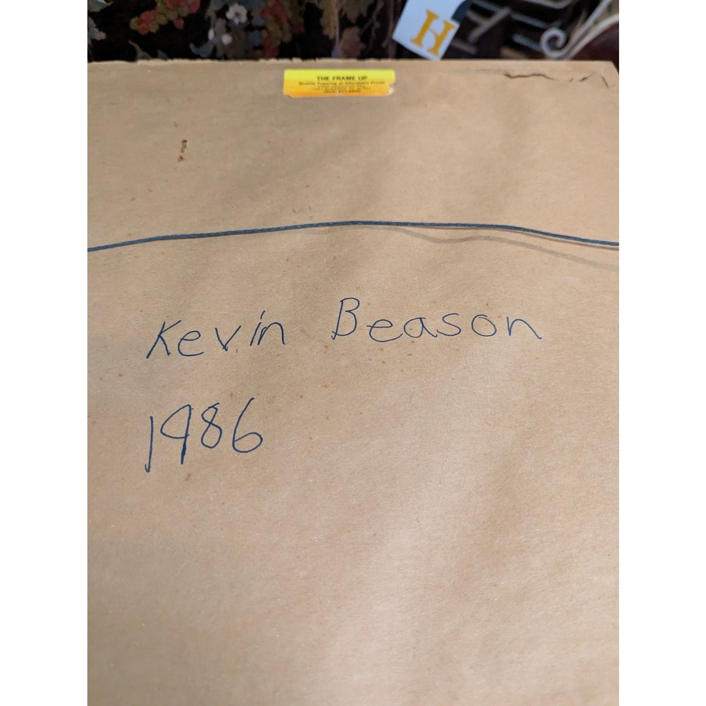 Vintage Original 1986 Naive Floral Pastel Art Framed Outsider Kevin Beason frame