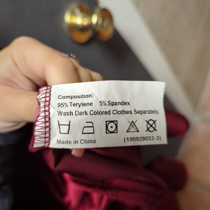 Burgundy and black velvet sheer glitzy cocktail wiggle Size XL dress