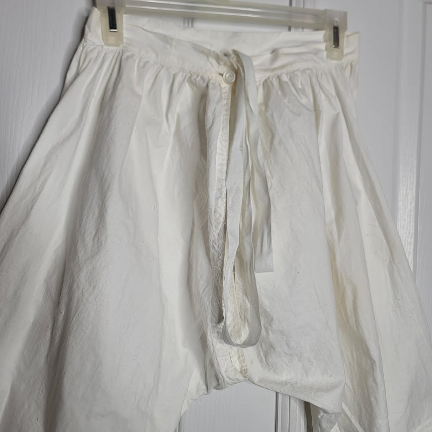 Vintage Open Womens Pantaloons Bloomer lace bottom detail tie waist  white small