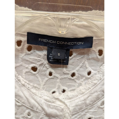 French Connection Eyelet White cotton Broderie oversized shirt blouse small
