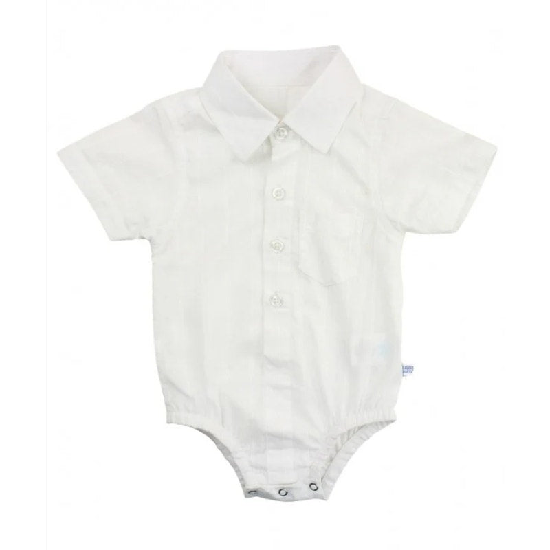 Ruffle Butts Blue Seersucker Jon Jon & White Dobby sleeve shirt 2pc Set 18-24 Mo