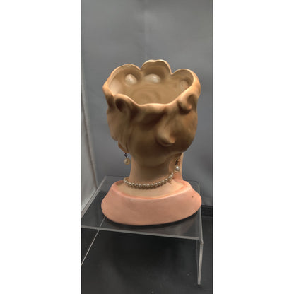 Inarco 1962 E-779 Lady Headvase Planter MCM Kitsch Pink Updo Retro Ceramic Decor