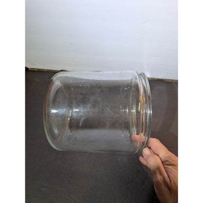 Large 8" tall cookie biscuit jar storage clear glass no lid vintage APOTHECARY