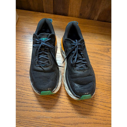 Hoka One One Bondi 7 Black Teal Orange Running Shoes Mens Size 9.5