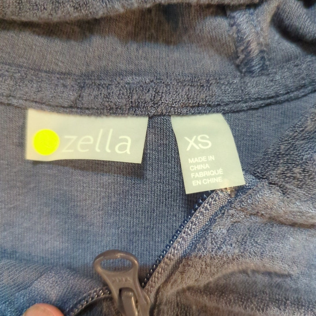 Zella Blue Full-Zip Hooded Fleece Jacket Size XS New Pockets Acitvewear Layers